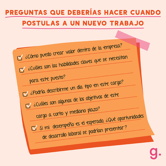 PREGUNTAS QUE DEBERÍAS HACER CUANDO POSTULAS A UN NUEVO TRABAJO